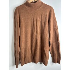 UNIQLO Mens Brown Turtleneck Wool Sweater Size XL Academia Old Money Luxury